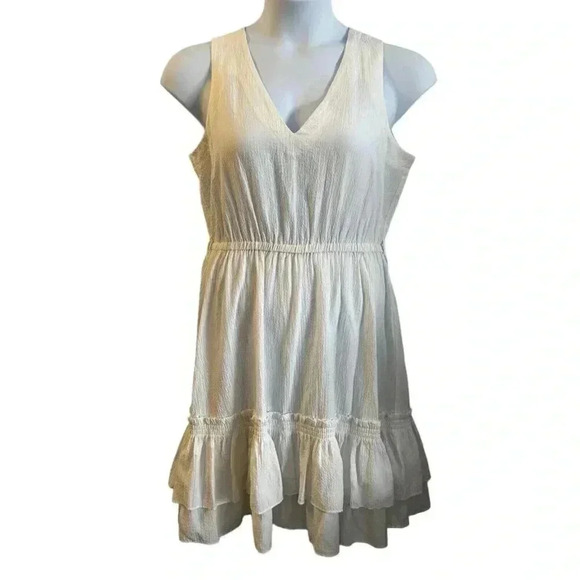 Calvin Klein white ruffled sleeveless sundress est size XL missing size tag - Picture 1 of 11